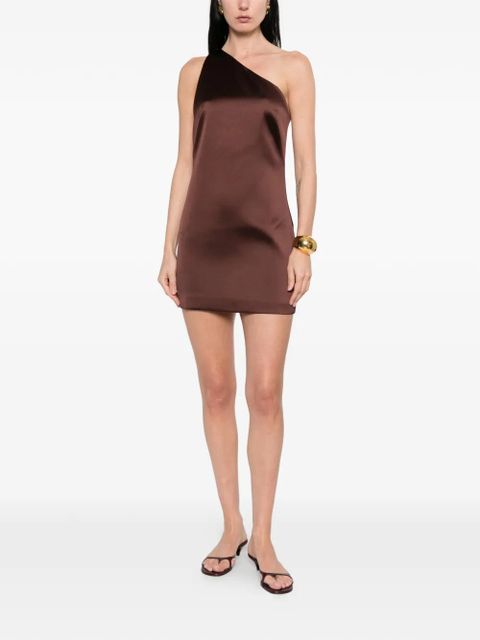 Self-Portrait one-shoulder satin mini dress - Brown - zdjęcie produktu nr 2