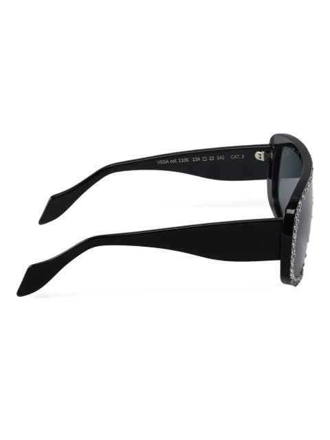 PINKO crystal-embellished geometric sunglasses - Black