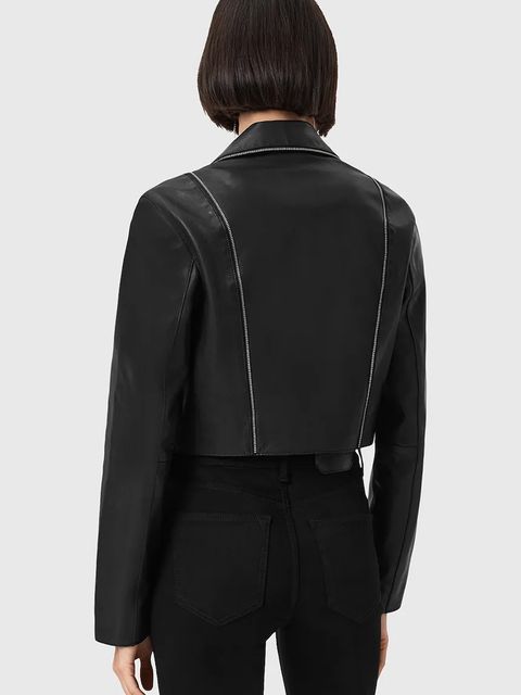 AllSaints kurtka skórzana LANDERS kolor czarny przejściowa W058LD - zdjęcie produktu nr 2