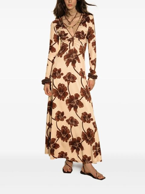 Johanna Ortiz floral-print long-sleeved day dress - Neutrals - zdjęcie produktu nr 2
