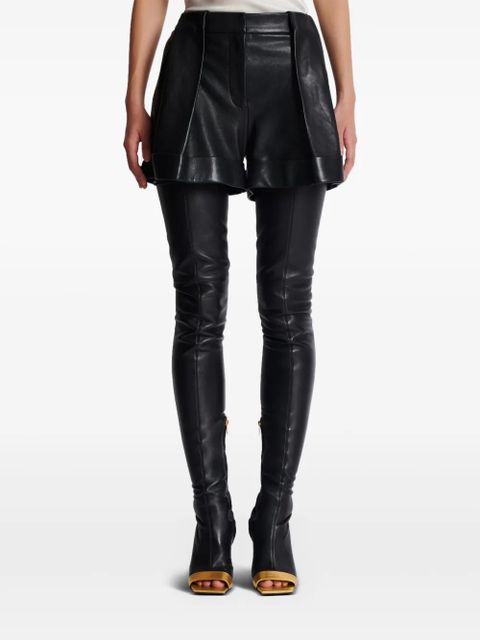 Balmain pleated leather shorts - Black