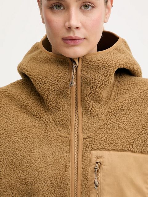 Fjallraven bluza Vardag Pile damska kolor brązowy z kapturem gładka F14600256-232