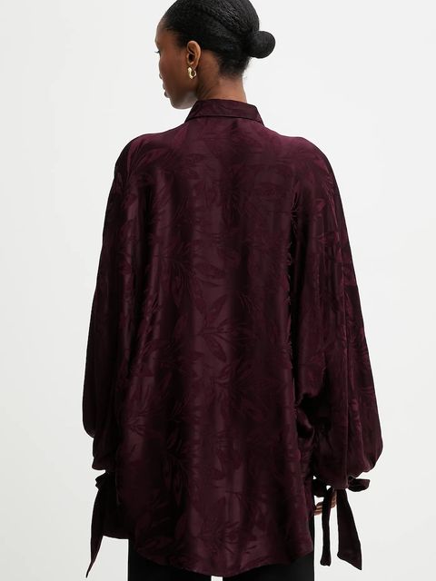 Answear.LAB koszula damska kolor bordowy relaxed z kołnierzykiem klasycznym