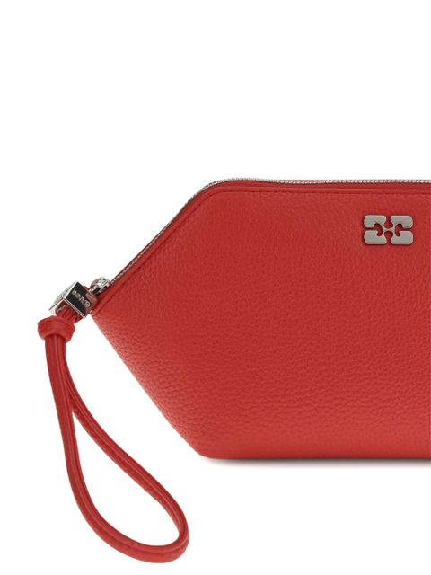 GANNI Bou grained logo makeup bag - Red