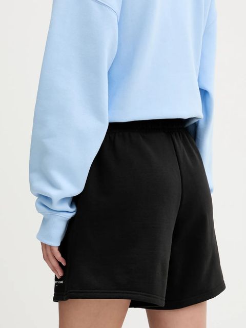 Tommy Jeans szorty damskie kolor czarny gładkie high waist DW0DW21152