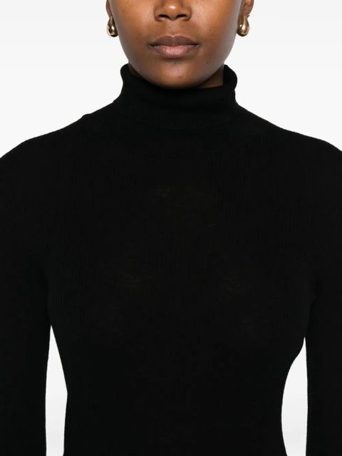 Maje ribbed high-neck top - Black