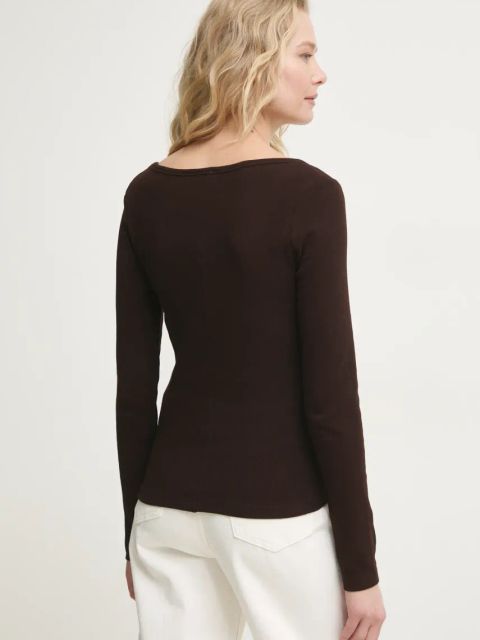 Answear.LAB longsleeve damskie kolor brązowy