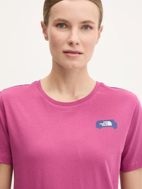 The North Face t-shirt Outdoor Graphic damski kolor różowy NF0A8C226EO1