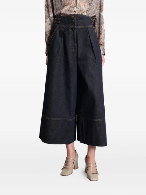 ZIMMERMANN buckle-detail pleated denim culottes - Blue - zdjęcie produktu nr 1