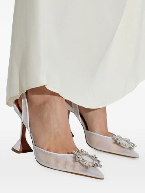 Amina Muaddi Begum mesh embellishment pumps - White