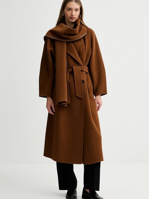 Liviana Conti płaszcz wełniany kolor brązowy F5WW69 - zdjęcie produktu nr 1