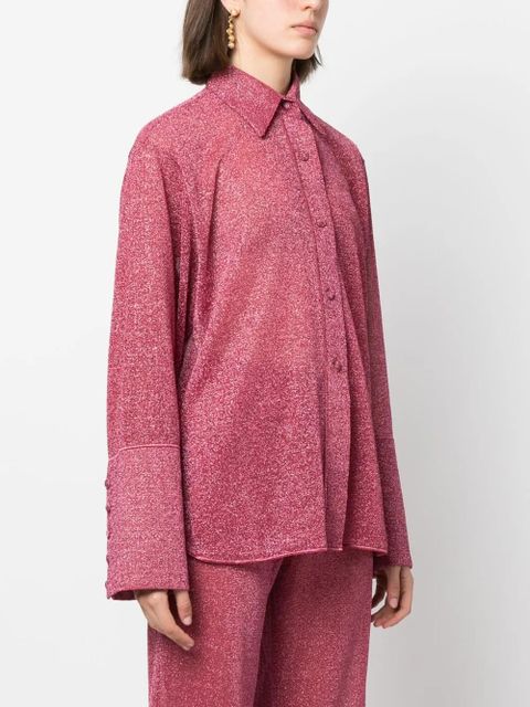 Oséree Lumière Lurex buttoned blouse - Red