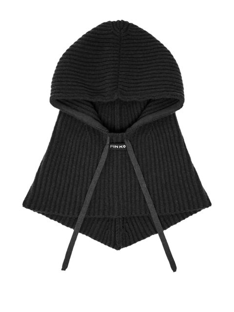 PINKO ribbed drawstring balaclava - Black