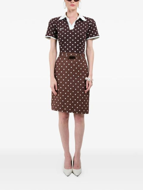 Rowen Rose polka-dots belted midi skirt - Brown