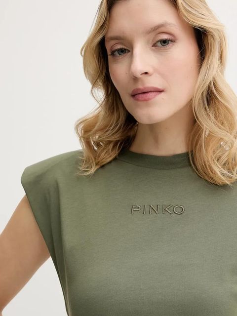 Pinko sukienka bawełniana kolor zielony midi dopasowana 104614 A2HE