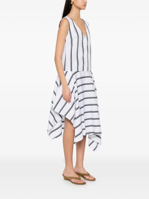 Proenza Schouler PS BEATRIZ DRESS COTTON SILK SHIRTING WHITE MULTI