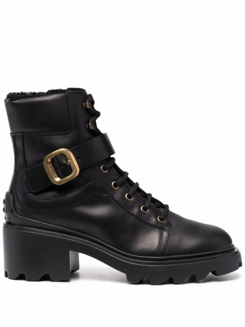 Tod's fur-lined leather ankle boots - Black - zdjęcie produktu nr 1