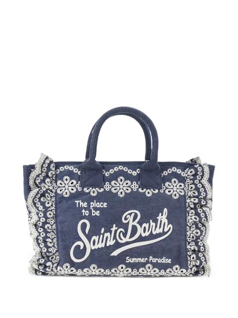MC2 Saint Barth ruffled broderie-anglaise tote bag - Blue - zdjęcie produktu nr 1