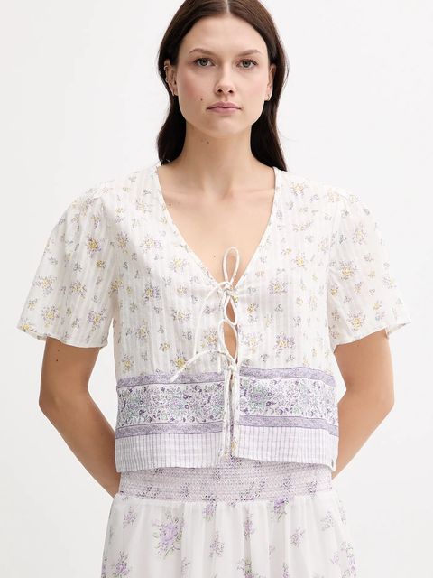 Pepe Jeans bluzka bawełniana damska kolor beżowy wzorzysta PL305106 - zdjęcie produktu nr 1