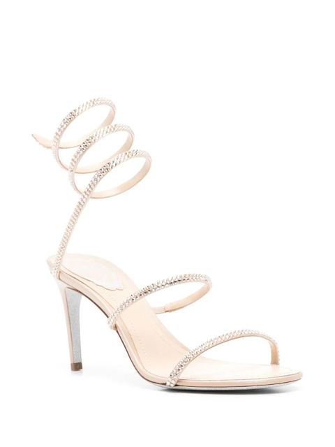 René Caovilla 80mm rhinestone-embellished sandals - Neutrals