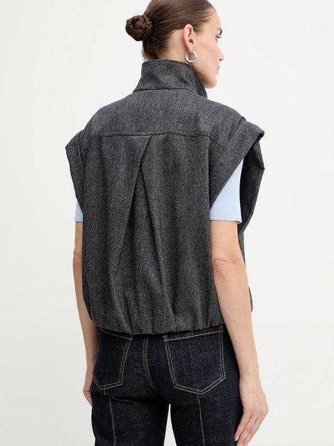 BOSS Orange bezrękawnik z dodatkiem wełny kolor granatowy przejściowy 50547683