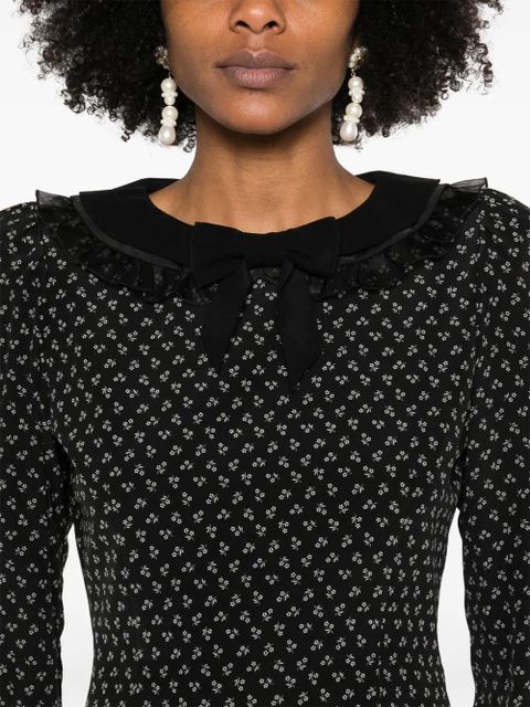 Alessandra Rich flower-print silk mini dress - Black