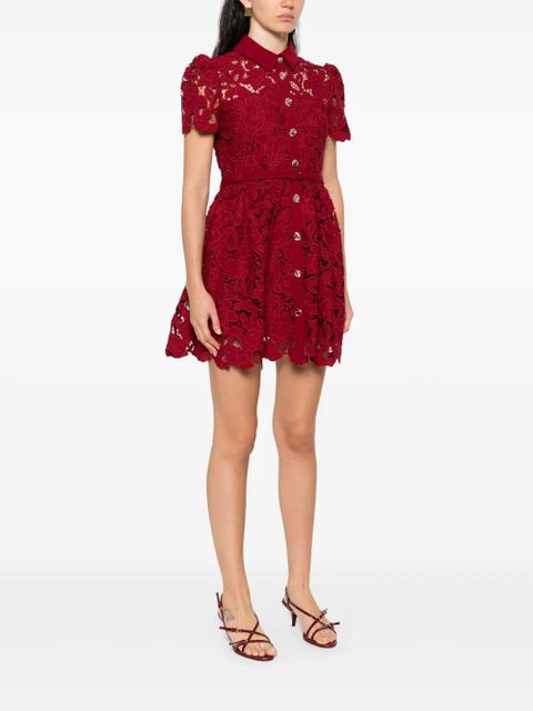 Self-Portrait floral-lace mini dress - Red - zdjęcie produktu nr 2