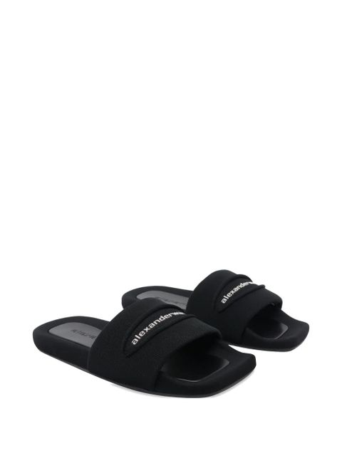 Alexander Wang logo squared-toe slides - Black - zdjęcie produktu nr 2