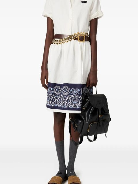 Miu Miu bandana-print poplin midi dress - White