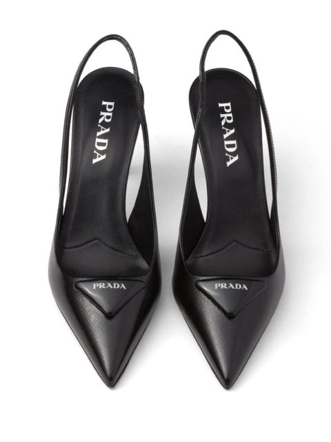 Prada 75mm triangle-logo leather pumps - Black - zdjęcie produktu nr 2