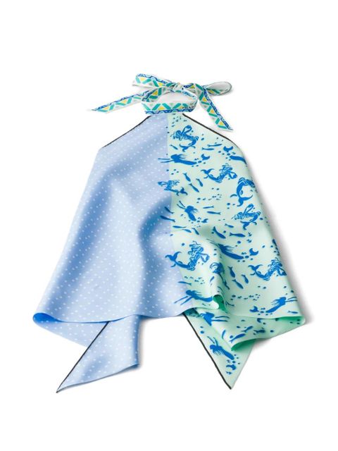 Prada printed silk twill top - Blue - zdjęcie produktu nr 1