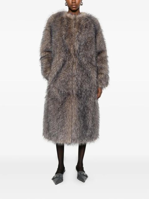 Maje long-sleeved faux-fur coat - Grey