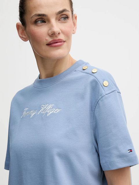 Tommy Hilfiger t-shirt bawełniany damski kolor niebieski WW0WW47819
