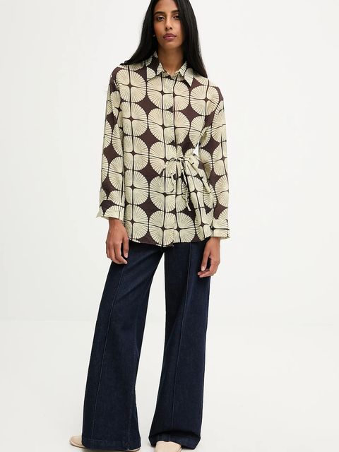 Answear.LAB koszula damska kolor zielony relaxed z kołnierzykiem klasycznym - zdjęcie produktu nr 1