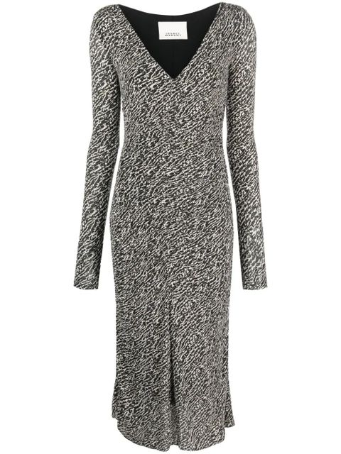 ISABEL MARANT Laly abstract-pattern midi dress - Black - zdjęcie produktu nr 1