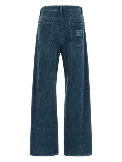 Miu Miu logo-patch trousers - Blue - zdjęcie produktu nr 2