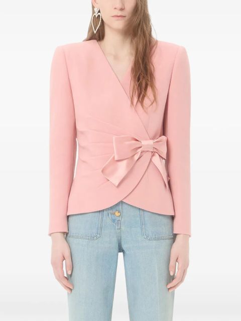 Valentino Garavani wool crepe jacket with contrasting bow - Pink