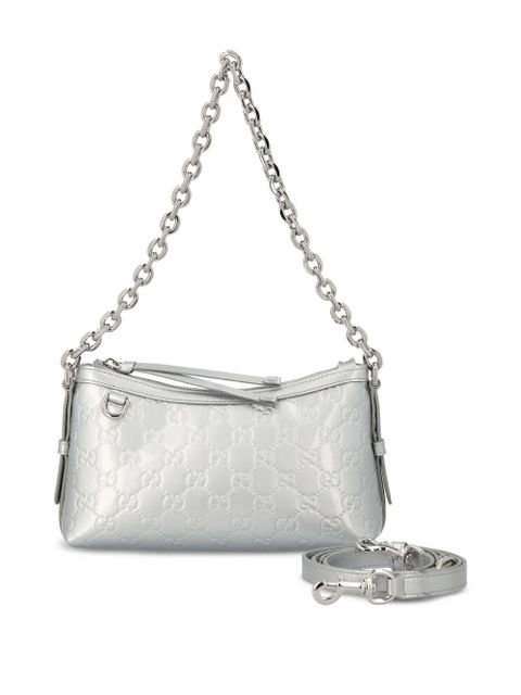 Gucci small GG Emblem embossed shoulder bag - Silver