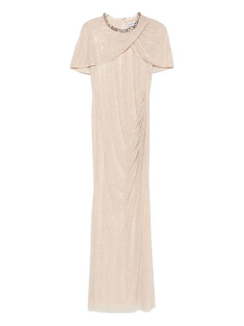 Self-Portrait embellished draped maxi dress - Neutrals