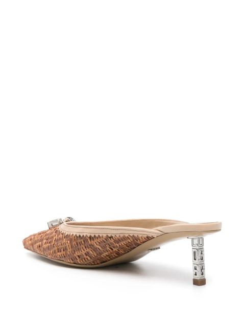 GCDS monogram-embossed 60mm raffia mules - Brown