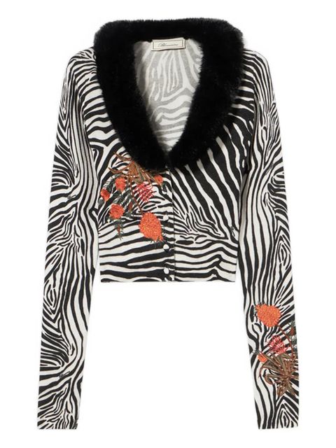 Blumarine zebra-pattern cardigan - White - zdjęcie produktu nr 1