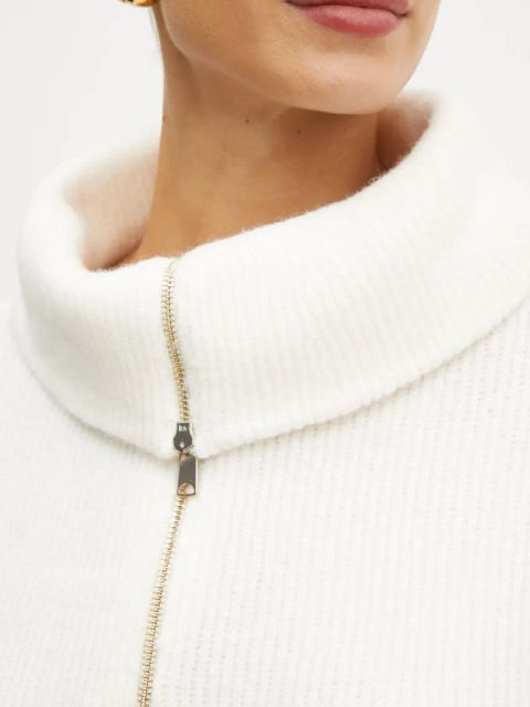 Morgan sweter z domieszką wełny MCOLAR damski kolor beżowy z golfem MCOLAR