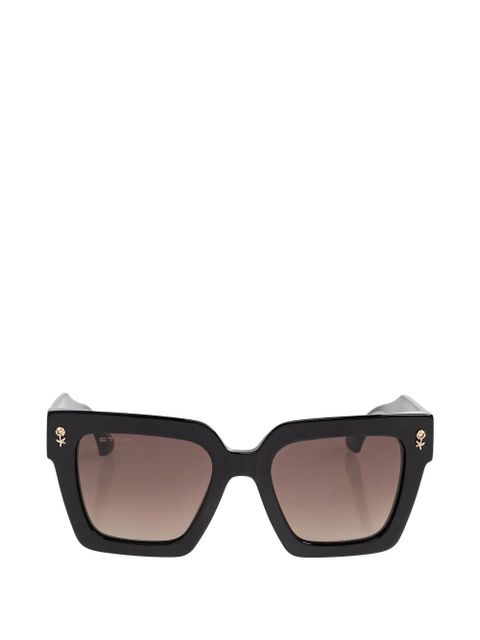 ETRO rose-detail square-frame sunglasses - Black - zdjęcie produktu nr 1