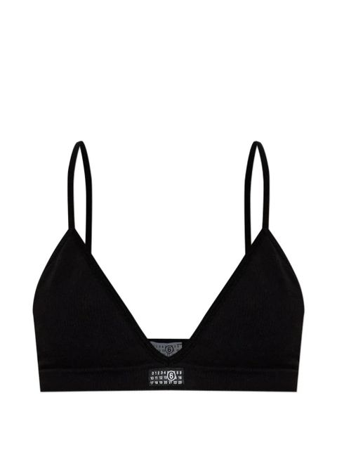 MM6 Maison Margiela label ribbed bra - Black - zdjęcie produktu nr 1