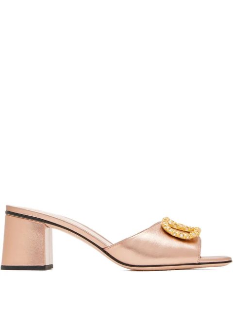 Valentino Garavani logo-crystal heeled sandals - Pink - zdjęcie produktu nr 1