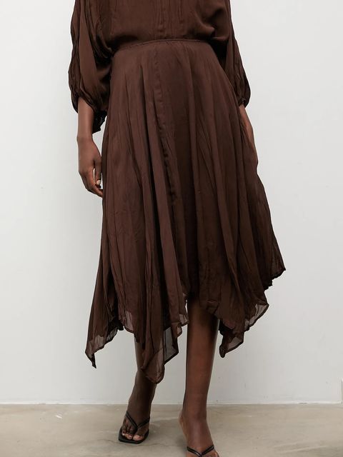 Answear.LAB spódnica kolor brązowy midi rozkloszowana - zdjęcie produktu nr 1