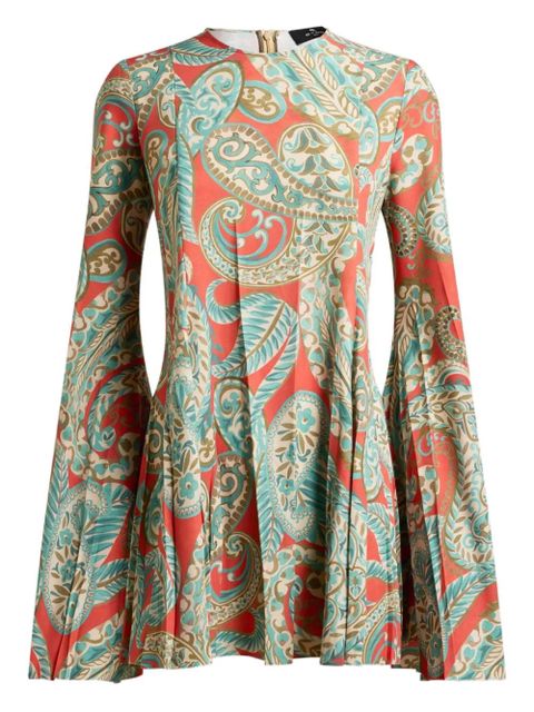 ETRO paisley pleated mini dress - Orange - zdjęcie produktu nr 1