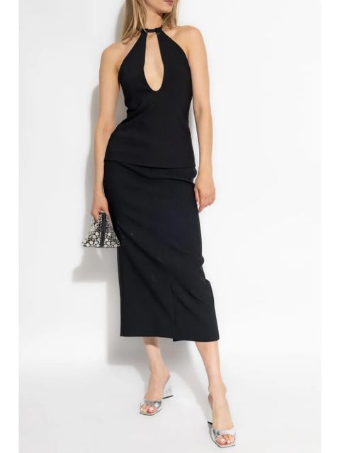 The Attico buckle-fastening halterneck blouse - Black