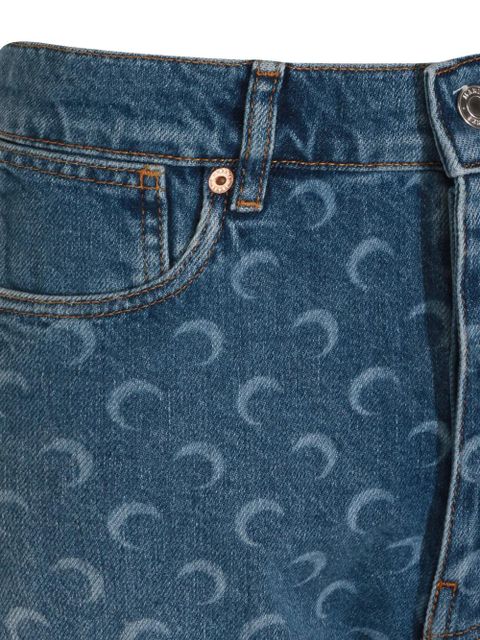 Marine Serre Moon-print panelled shorts - Blue