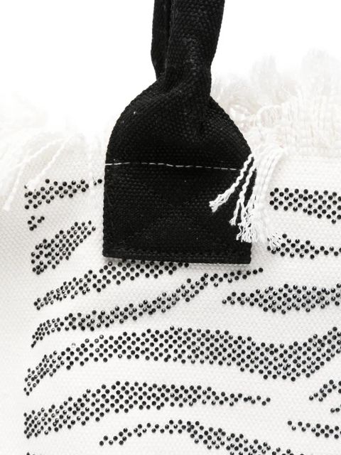 MC2 Saint Barth Vanity zebra-print rhinestone-embellished tote bag - White